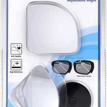 Dependable Direct HD Frameless Blind Spot Mirror - Fan Shaped 2.5" Convex Glass Mirror - Two-Way Design (Fixed and 360° Adjustable Angle Use) - Rear View - Pack of 2