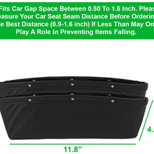 lebogner Black Gap Filler Premium PU Full Leather Console Pocket Organizer, Interior Accessories, Car Seat Side Drop Caddy Catcher, 2 Pack