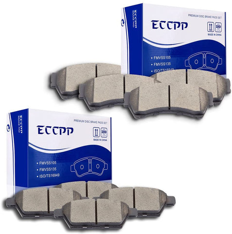 Brake Pads, ECCPP 8pcs Ceramic Disc Brake Kits fit for 2006-2012 Ford Fusion, 2007-2012 Lincoln MKZ, 2006 Lincoln Zephyr, 2006-2013 Mazda 6, 2006-2011 Mercury Milan