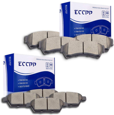 Brake Pads Kits,ECCPP Front Rear Ceramic Brakes Pads fit for 2010-2012 Ford Fusion,2007-2012 Lincoln MKZ,2006 Lincoln Zephyr,2008 Mazda 6,2006-2011 Mercury Milan