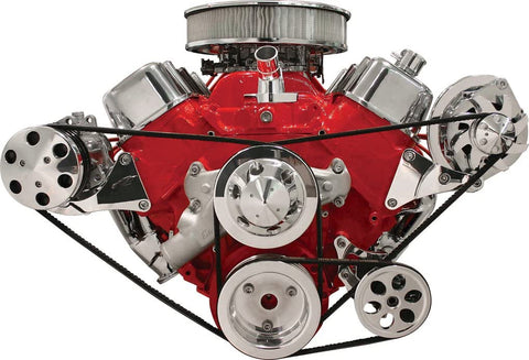 NEW BILLET SPECIALTIES BBC POLISHED ALTERNATOR & A/C COMPRESSOR BRACKETS, SIDE MOUNT, FOR BIG BLOCK CHEVY SHORT WATER PUMP