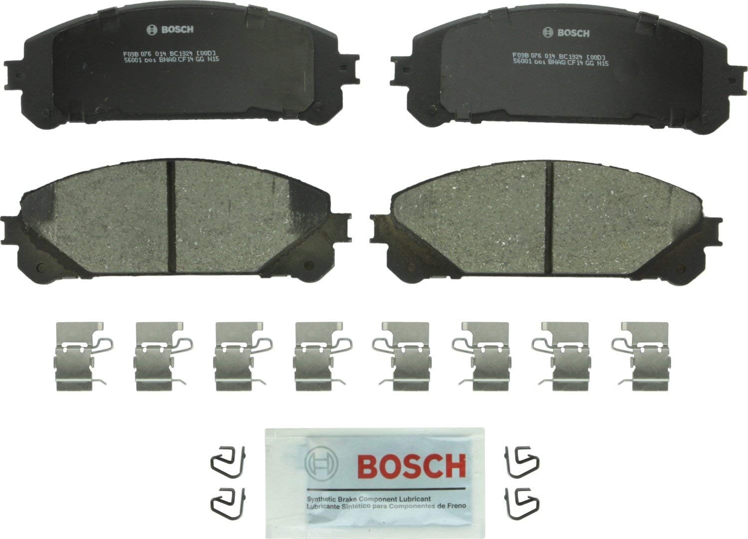 Bosch BC1324 QuietCast Premium Ceramic Disc Brake Pad Set For: Lexus NX200t, NX300h, RX350, RX450h; Toyota Highlander, Sienna, Front