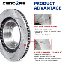 CENCORE Front & Rear Brake Disc Kit Cross Drilled & Slotted 4 Brake Rotors & 8 Ceramic Brake Pads Compatible with Lexus GX460 2010-2018/Toyota 4Runner 2010-2018