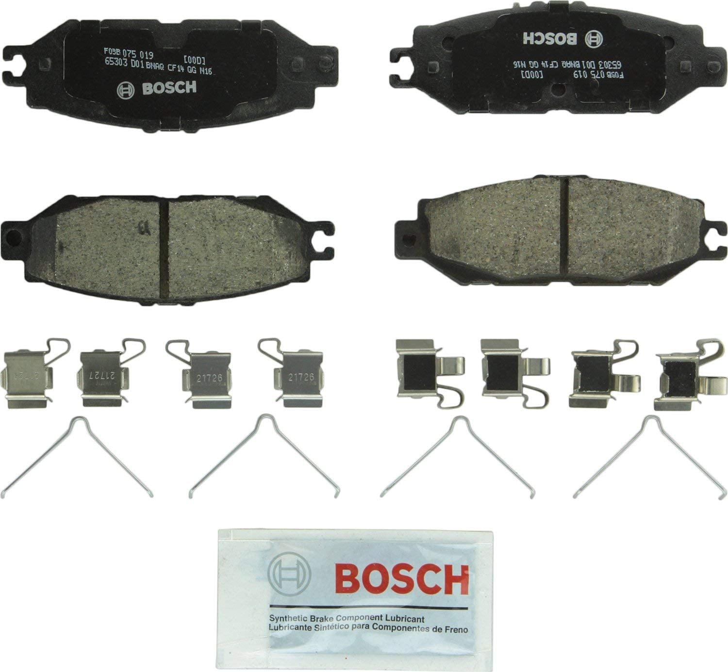 Bosch BC613 QuietCast Premium Ceramic Disc Brake Pad Set For 1993-2000 Lexus LS400 and 1995-1998 Toyota Supra; Rear