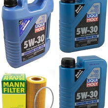 Mann Oil Change Kit w Filter HU925/4x + LIQUIMOLY 5W-30 Compatible with BMW E36/E39/E46/E83 96-06