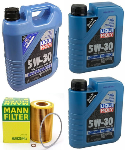 Mann Oil Change Kit w Filter HU925/4x + LIQUIMOLY 5W-30 Compatible with BMW E36/E39/E46/E83 96-06