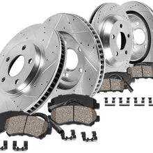 Callahan CDS03602 FRONT 347.94mm + REAR 344.94mm D/S 5 Lug [4] Rotors + Brake Pads + Clips + Sensors [ fit BMW 535 550 ]