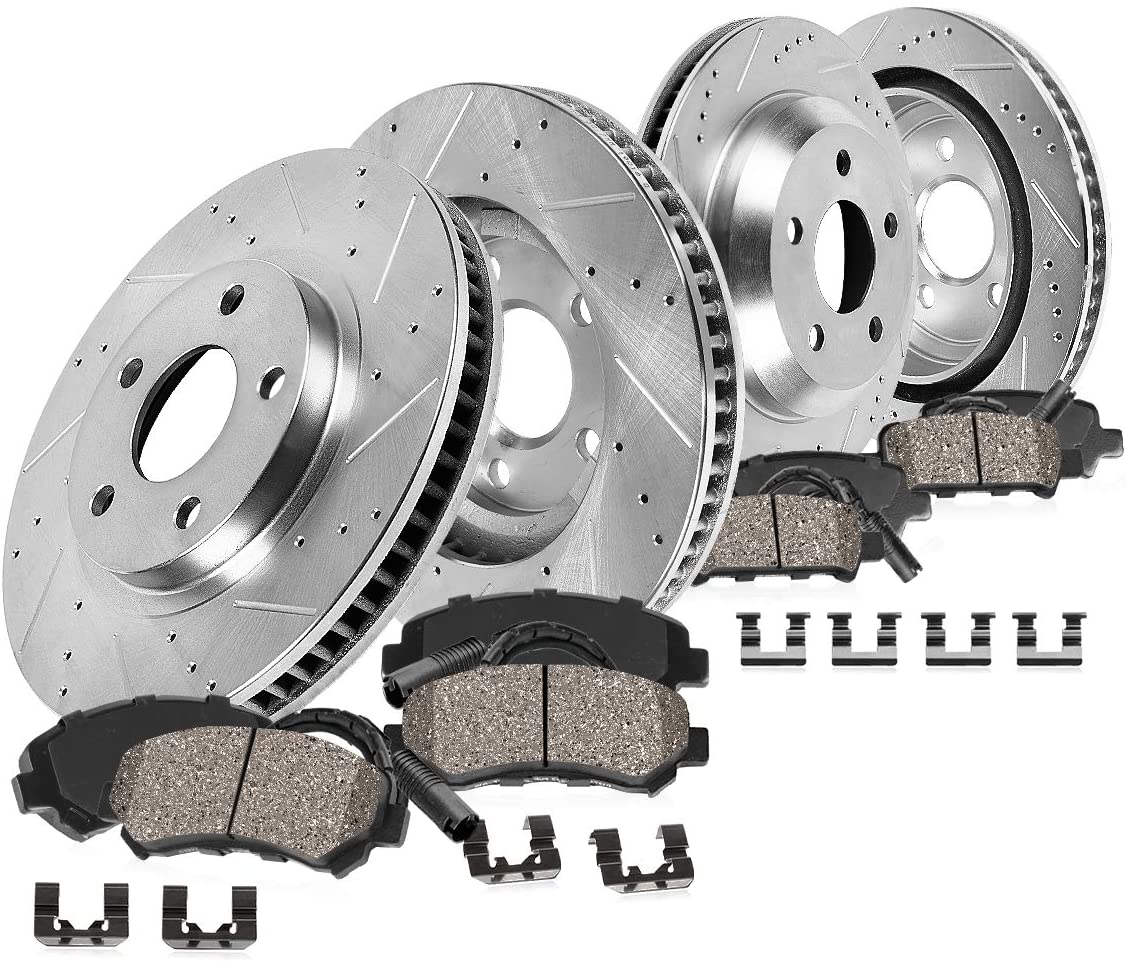 Callahan CDS05015 FRONT 345mm + REAR 300mm D/S 5 Lug [4] Rotors + Brake Pads + Clips + Sensors