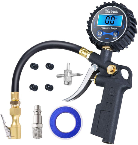 AstroAI Digital Tire Inflator with Pressure Gauge, Medium 250 PSI Air Chuck and Compressor Accessories Heavy Duty with Rubber Hose and Quick Connect Coupler for 0.1 Display Resolution