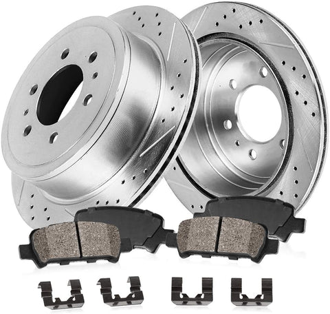 Callahan CDS02416 REAR 348mm D/S 6 Lug [2] Rotors + Ceramic Brake Pads + Hardware [ fit 2012-2018 Ford F150 6 Lug ]