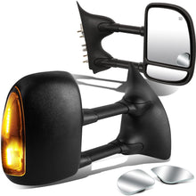 Replacement for Super Duty Black Heated Power Smoked Signal Extendable Towing Side+Circle Blind Spot Mirror