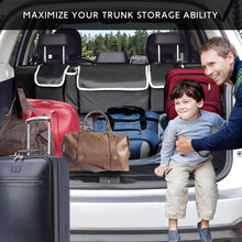 Trunk Organizer Car Storage, Seat Back Storage to Keep Car Trunk Neat, Car Trunk Storage Organizer for SUV Gives You a Big Space Back Seat Trunk, Car Cargo Organizer Frees up Your Trunk Floor.