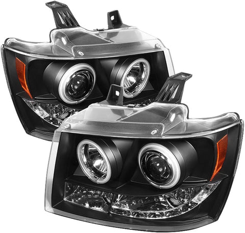 Spyder 5030047 Chevy Suburban 1500/2500 07-14 / Chevy Tahoe 07-14 / Avalanche 07-14 Projector Headlights - CCFL Halo - LED (Replaceable LEDs) - Black - High H1 (Included) - Low H1 (Included)