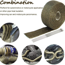 Titanium Exhaust Wrap 1" x 16' Roll for Motorcycle Fiberglass Heat Shield Tape with Stainless Ties