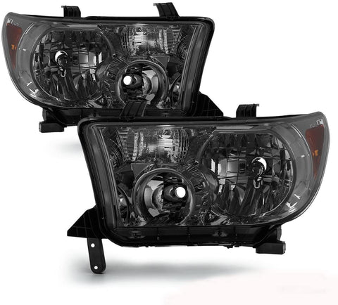 ACANII - For Smoke 2007-2013 Toyota Tundra 2008-2017 Sequoia Headlights lamps Driver + Passenger Side