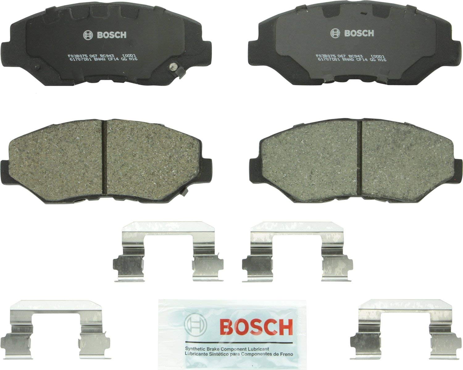 Bosch BC943 QuietCast Premium Ceramic Disc Brake Pad Set For: Honda Accord, Pilot, Front