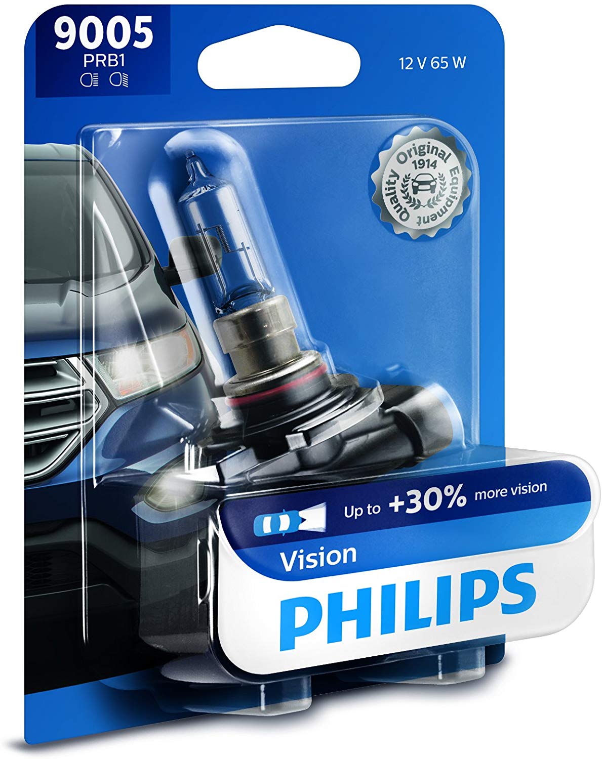 Philips 9005PRB1 9005 Upgrade Headlight Bulb with up to 30% More Vision, 1 Pack