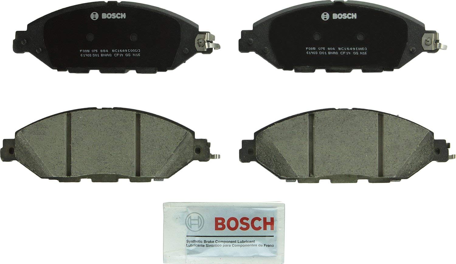 Bosch BC1649 QuietCast Premium Ceramic Disc Brake Pad Set For: Infiniti JX35, QX60; Nissan Murano, Pathfinder, Front