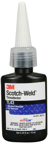3M Scotch-Weld Threadlocker TL43, Blue, 10 mL Bottle