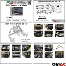 OMAC Auto Accessories Bull Bar | Stainless Steel Front Bumper Protector | Black Grill Guard Fits for Jeep Renegade 2019-2020