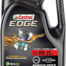 Castrol 03124 EDGE 0W-20 Advanced Full Synthetic Motor Oil, 5 Quart