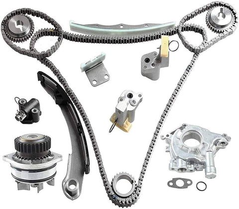Timing Chain Kit w/Water Pump & Oil Pump Compatible With Nissan Altima Maxima Murano Infiniti FX35 G35 I35 M35 350Z 3.5L V6 DOHC VQ35DE