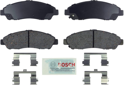 Bosch BE1280H Blue Disc Brake Pad Set with Hardware for Select Acura MDX, ZDX, and Honda Pilot Vehicles - FRONT