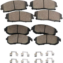 Detroit Axle - FRONT & REAR Ceramic Brake Pads w/Hardware Kit Not for Brembo Brakes or Spec-V Models