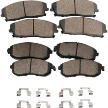 Detroit Axle- FRONT & REAR Ceramic Brake Pads w/Hardware Kit for REAR Dual Piston Rear Calipers Only