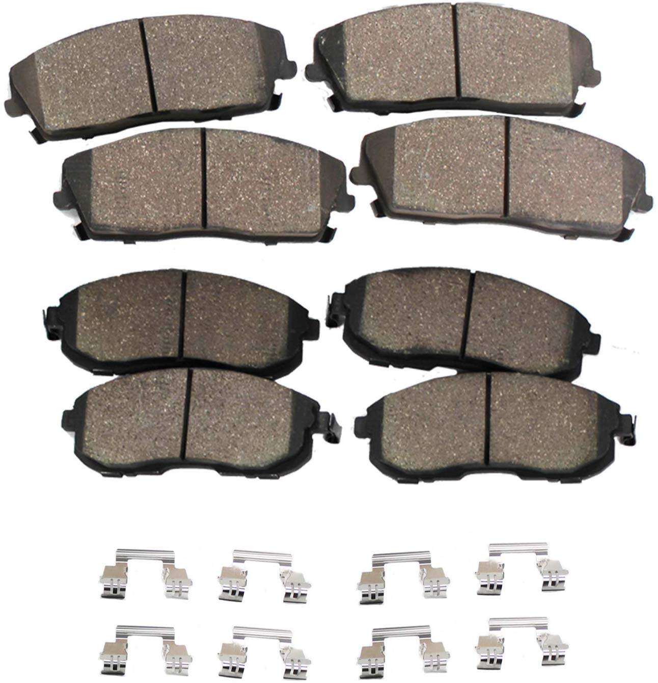 Detroit Axle - FRONT & REAR Ceramic Brake Pads w/Hardware Kit for 2003-2017 Lexus GX460 GX470 - [03-17 4Runner] - 07-14 FJ Cruiser - [04-07 Toyota Sequoia]