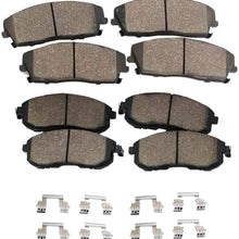 Detroit Axle- FRONT & REAR Ceramic Brake Pads w/Hardware Kit for 2011-2018 Dodge Durango NO HD Brakes - [2011-2018 Grand Cherokee NO HD Brake or SRT]