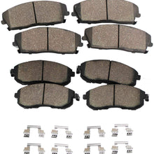 Detroit Axle- FRONT & REAR Ceramic Brake Pads w/Hardware Kit for 2001-2006 Silverado/Sierra 1500HD - [2001-2010 Sierra/Silverado 2500HD] - Suburban/Yukon XL 2500