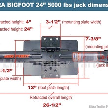LIBRA Set of 2 Bigfoot 5000 lb 24" RV Trailer Stabilizer Leveling Scissor Jacks w/Handle & Dual Power Drill Sockets & Hardware -Part#26044