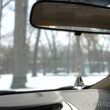 Red Hound Auto Crystal Bling Gem Cone Mirror Car Charm Hanger Ornament Sparkle Shine Facets with Chain