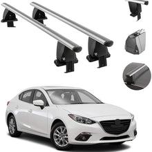 Roof Rack Cross Bars Lockable Luggage Carrier Smooth Roof Cars | Fits Mazda3 Hatchback 2014-2018 Silver Aluminum Cargo Carrier Rooftop Bars | Automotive Exterior Accessories