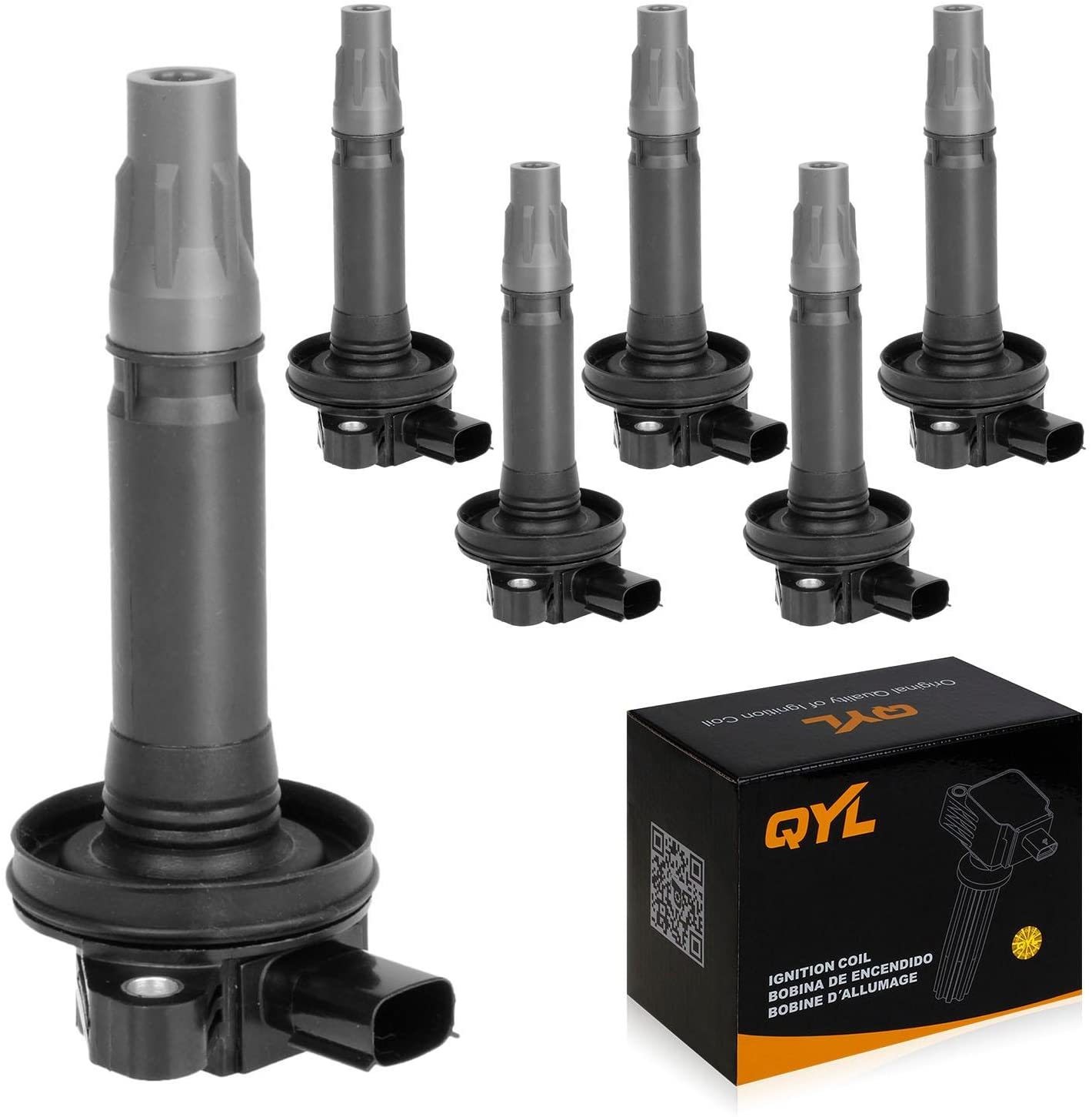 QYL 6Pcs Ignition Coil Pack Replacement for Ford Edge Flex Fusion Mustang Taurus/Lincoln MKS MKT MKK MKZ/Mazda 6 CX-9 / Mercury Sable UF-553 UF-595 5C1652 E1053
