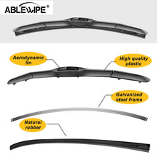 ABLEWIPE Windshield Hybrid Wiper Blades 24" + 19" Front Window Windshield U/J Hook Wiper Blades Model 19E28-B (Set of 2)