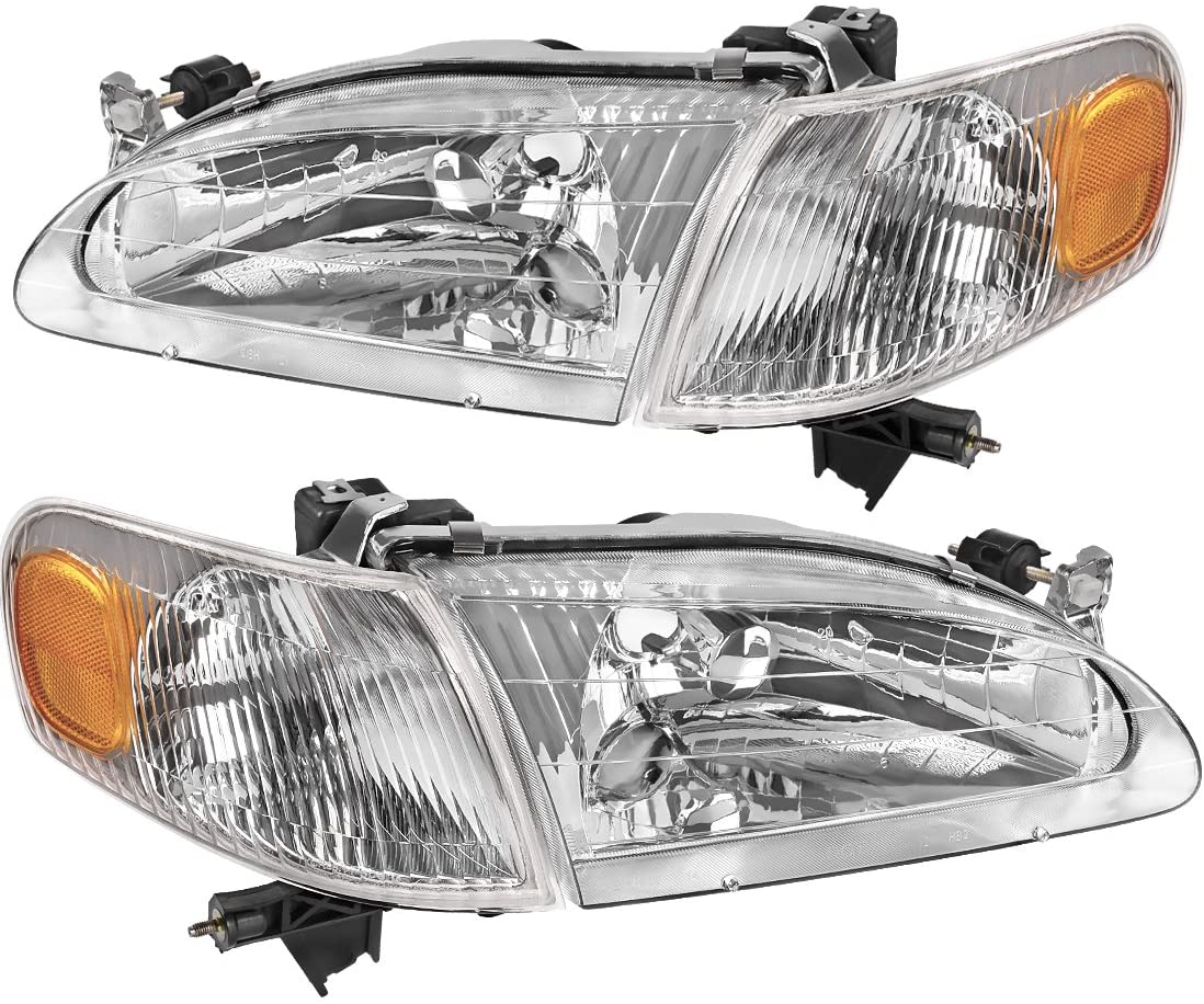 AUTOSAVER88 Headlight Assembly Compatible with 1998-2000 Toyota Corolla +Front Signal Lights (Driver and Passenger Side)