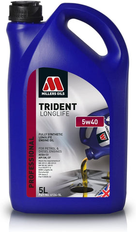 Millers Oils Trident Longlife 5w40 full synthetic 5 liter