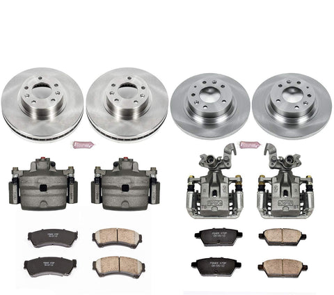 Power Stop KCOE200 Front and Rear Stock Replacement Brake Kit with Calipers