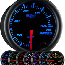 GlowShift Kit de manómetro de presión de aceite de 7 colores, 100 PSI, incluye sensor electrónico, esfera negra, lente transparente, para coche y camión, 2.047 in