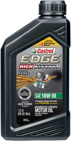 Castrol 06129 EDGE High Mileage 10W-30 Advanced Full Synthetic Motor Oil, 1 quart