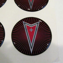 Pontiac Starburst Style Wheel Rim Center Decal Sticker 43mm Set of 4 Red & Silver