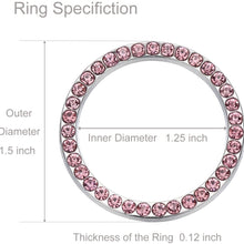 Earthland 2Pcs Crystal Rhinestone Ring for Car Decor, Auto Engine Start Stop Decoration Crystal Interior Ring Decal for Vehicle Ignition Button-Silvery