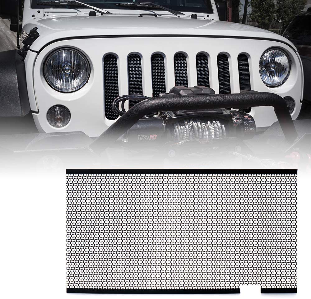 Xprite Black Stainless Steel Mesh Insert for Jeep Wrangler JK JKU 2007-2018 Original Front Hood Matte Grill Grille Grid