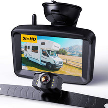 Wireless Backup Camera 5" Monitor, 720P HD License Plate Reverse Camera w/ Stable Signal for Rear View Car/Pickup/Semi Box Truck/Sedan/Rv/Van/Camper, Suitable Driving and Reversing, No Water-in