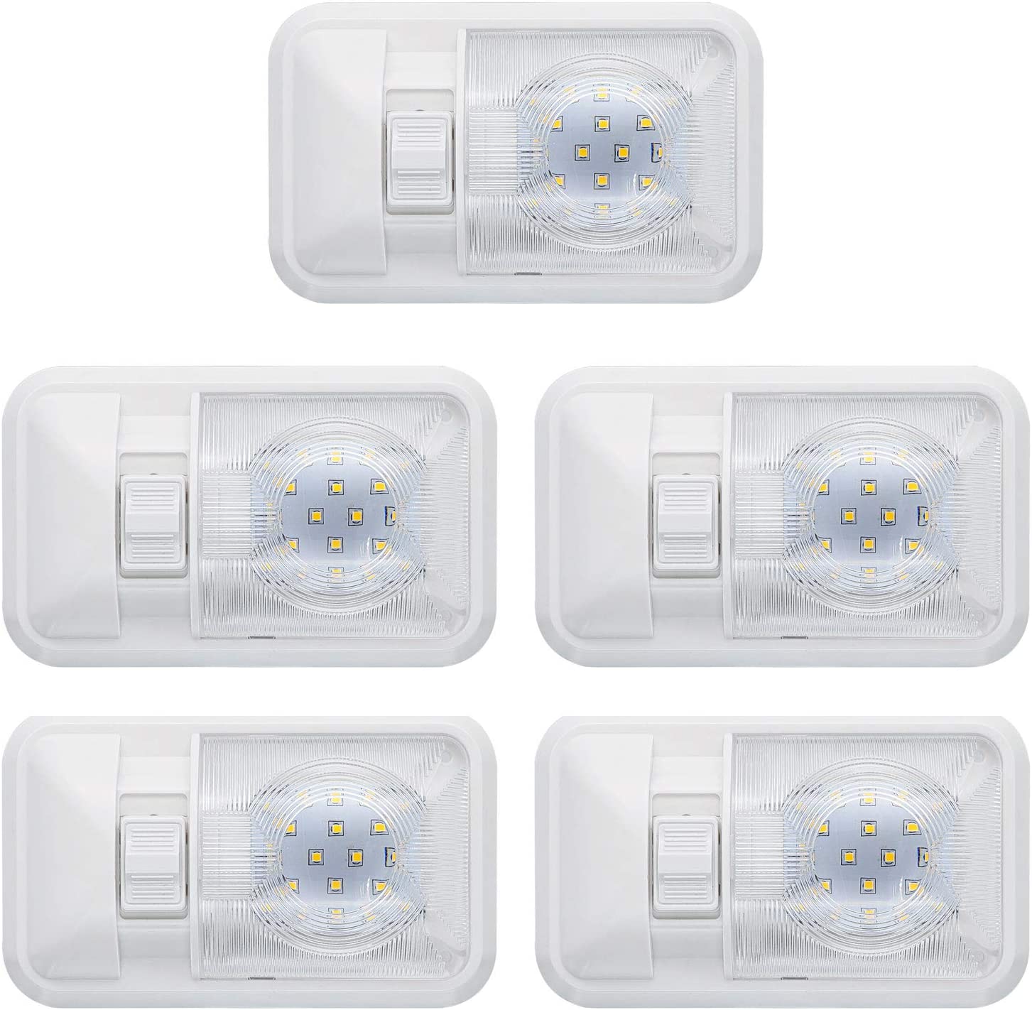 Skywin Camper Lights - 5 Pack 12V Single Dome RV LED Lights Interior for RV, Boat, Car, Trailer, Camper Van - Bright and Long Lasting RV Lights Includes ON/Off Switch