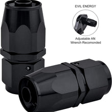 EVIL ENERGY 6AN Straight Swivel Hose End Fitting for Braided Fuel Line Aluminum Black 2PCS
