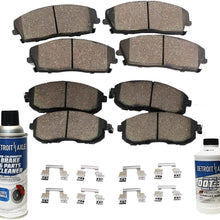 Detroit Axle- FRONT & REAR Ceramic Brake Pads w/Hardware w/Brake Fluid & Cleaner for 2007-2010 Ford Edge Lincoln MKX - [2007-2015 Mazda CX-7 CX-9]