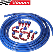 Vincos 10pcs 6AN Hose Fitting Kit (Blue+Red) + 20Ft 6AN AN6 Push Lock Oil Gas Fuel Hose Blue